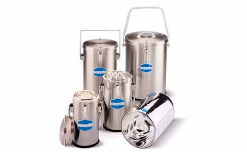 Dewar acier inox 182 x 350 mm couvercle avec attache et poignée 4,5 l