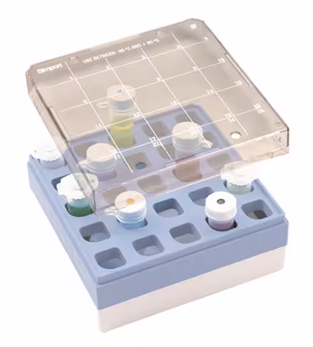 Boîte ps bleue pour 25 tubes 5 ml x 18