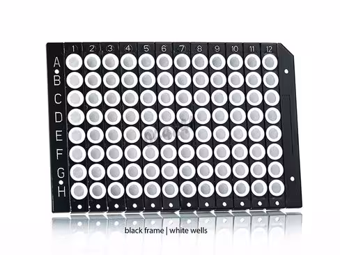 Plaque PCR 96 sécable manuellement break a way cadre noir puits blancs x 50