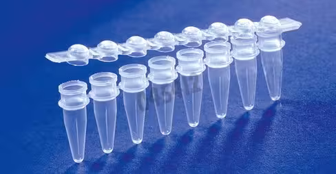 Barrette 8 microtubes PCR 0,2 ml avec 8 cap dome individuel attenant assortix 120