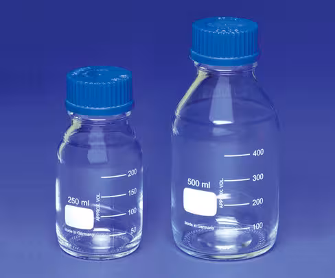 Flacon iso borosilicatesilicate cap bleu + bague 100 ml x 10