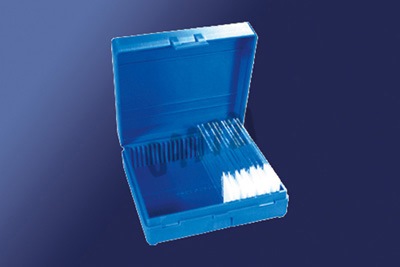 Boîte pour 25 lames de microscopie turquoise