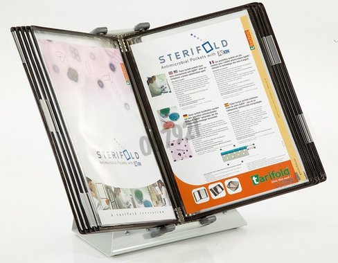 Ensemble pupitre sterifold avec 10 poches a4 anti-microbiennes - noir