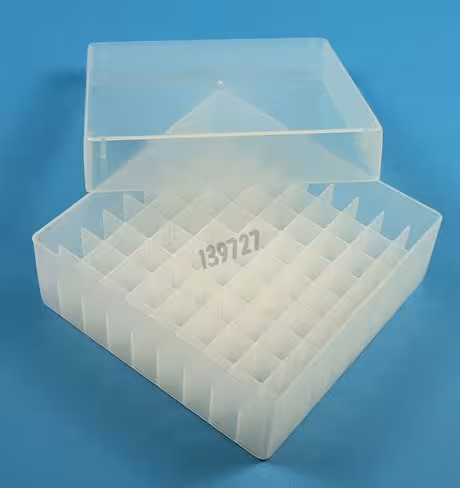 Boîte PPN 81 cryotubes 2 ml naturel hauteur 52 mm marquage alphanumérique