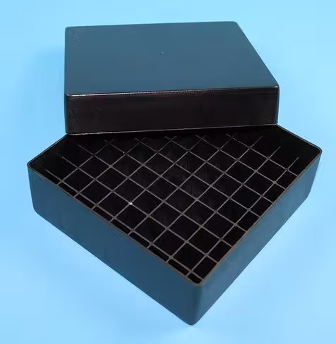 Cryoboîte PP 81 trous 130 x 130 x 45 mm fond et couvercle noir