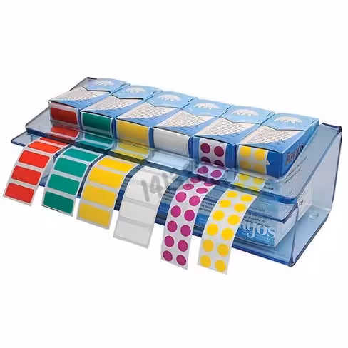 Distributeur de rouleaux étiquettes acrylique bleu clair