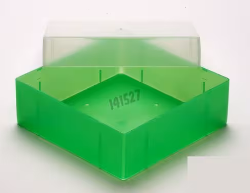 Cryoboîte PP vert fluo 130 x 130 mm hauteur 52 mm