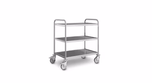 Chariot de service inox - 3 plateaux 100 x 60 cm