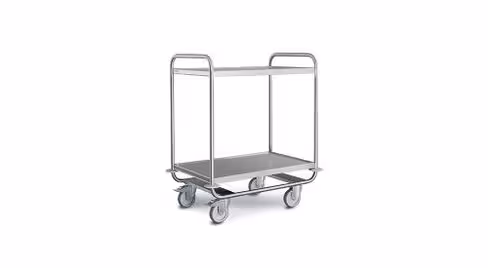 Chariot de service renforcé inox - 2 plateaux 80 x 50 cm
