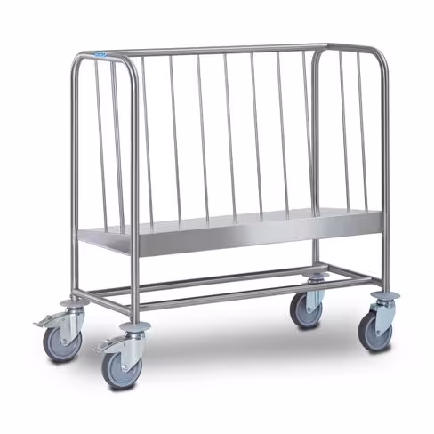 Chariot porte-assiettes réhaussé inox - pour 150 à 200 assiettes Ø 26 cm avec grilles et housse