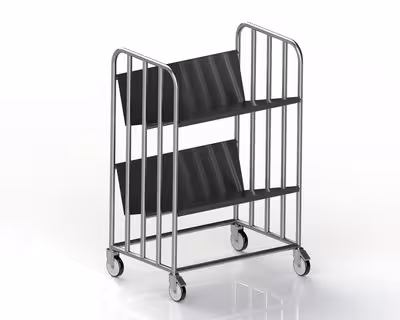 Chariot porte-assiettes 2 niveaux - inox - avec tôle inclinée