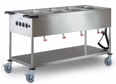 Chariot bain-marie inox 4 bacs