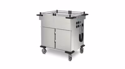 Chariot bain-marie sur étuve - 2 bacs et 2 étuves avec couvercle coulissant