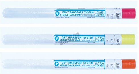 Ecouvillon dry transport hydraflock standard tige PS à cran 80 mm x 100