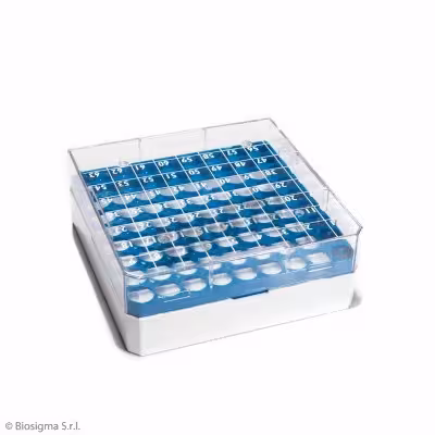 Boîte cryogen box 81 PC 132 x 132 mm pour cryotubes 1,2 et 2 ml bleu