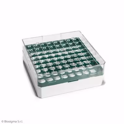 Boîte cryogen box 81 PC 132 x 132 mm pour cryotubes 1,2 et 2 ml vert