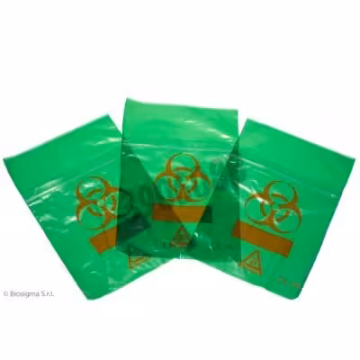 Sacs de transport double poche biohazard 16 x 16 x 23 cm vert x 1000
