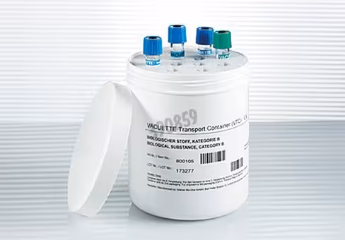 Contenaire PP pour 12 vacuettes avec insert mousse et boite de transport