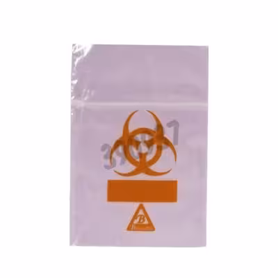 Sacs de transport double poche biohazard 16 x 16 x 23 cm rose x 1000