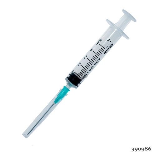 Seringue 5 ml excentre luer aiguille 21g 1-1/2 x 100