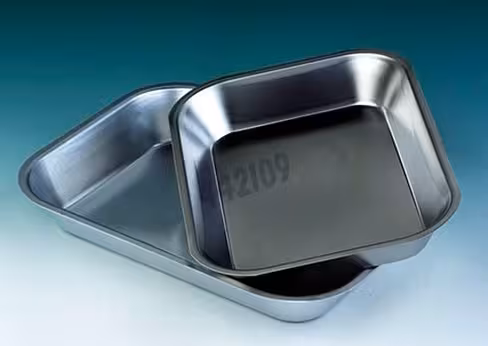 Plateau en acier inoxydable longueur 310 mm largeur 220 mm hauteur 45 mm