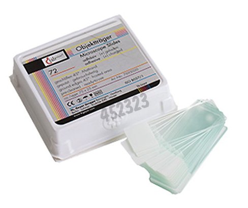 Lame microscopie adhésive (+) chargee rode 90° frosted blanc 75 x 25 mm épaisseur 1 mm x 72