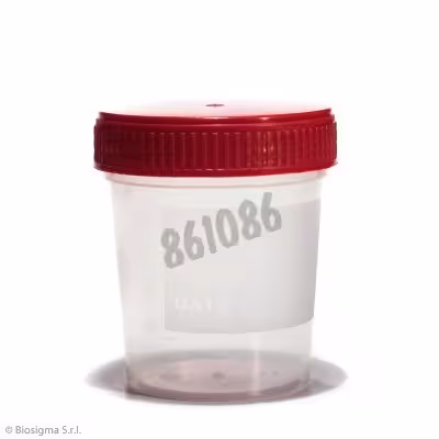 Pot de prélèvement urine PP 120 ml bouchon rouge emballage individuel stérile x 250