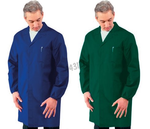 Blouse homme polycoton 125 g azur pressions poignets élastiques taille XXL