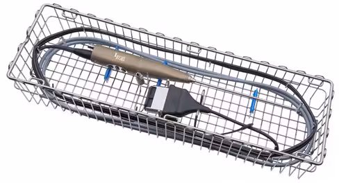 Panier de stérilisation pour vidéoendoscope 3D compact en inox avec couvercle et cables
