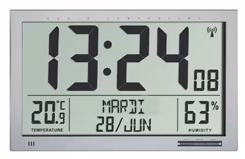 Horloge radio piloté calendrier LCD avec température / humidité