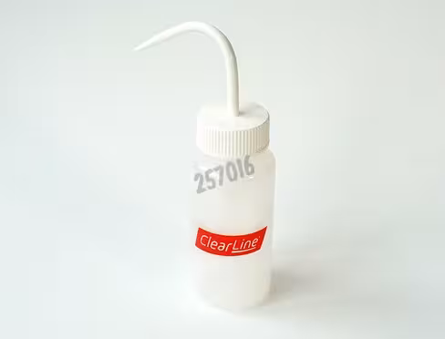 Pissette PE 250 ml col large bouchon blanc Clearline