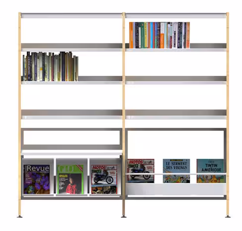 Rayonnage simple face Lingo - h. 182 cm - configuration 1 élément départ + 1 élément suivant + 7 tablettes +