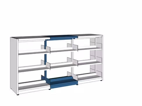 Rayonnage droit double face London - l. 75 x h. 122 x pr. 57 cm - élément suivant