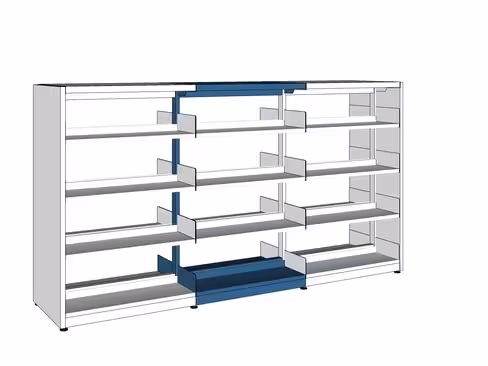 Rayonnage droit double face London - l. 90 x h. 152 x pr. 67 cm - élément suivant