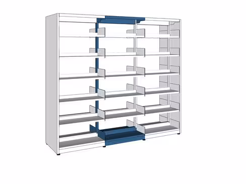 Rayonnage droit double face London - l. 75 x h. 212 x pr. 67 cm - élément suivant