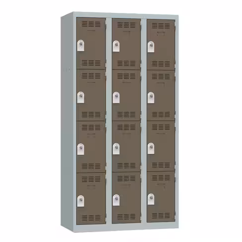 Vestiaire non visitable 3 colonnes 4 casiers galvanisé - l. 30 cm - impératif : serrure en option