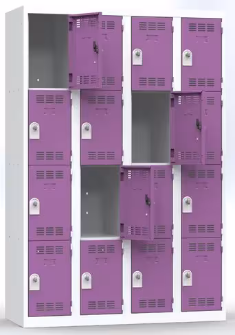 Vestiaire 4 colonnes 4 casiers galvanisé - l. 30 cm impératif : serrure en option 