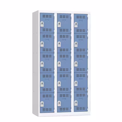 Vestiaire non visitable 3 colonnes 5 casiers l. 30 cm impératif : serrure en option