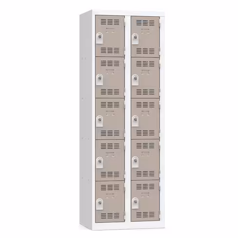 Vestiaire non visitable 2 colonnes 5 casiers galvanisé - l. 30 cm - impératif : serrure en option