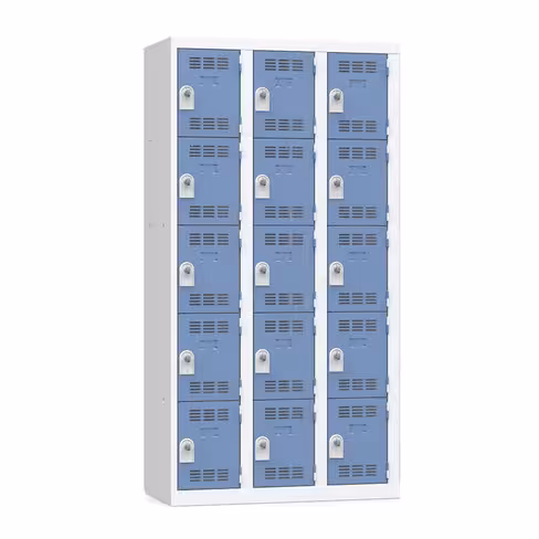 Vestiaire non visitable 3 colonnes 5 casiers galvanisé - l. 30 cm - impératif : serrure en option 