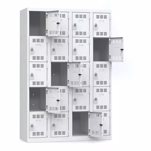 Vestiaire non visitable 4 colonnes 5 casiers galvanisé - l. 30 cm - impératif : serrure en option 