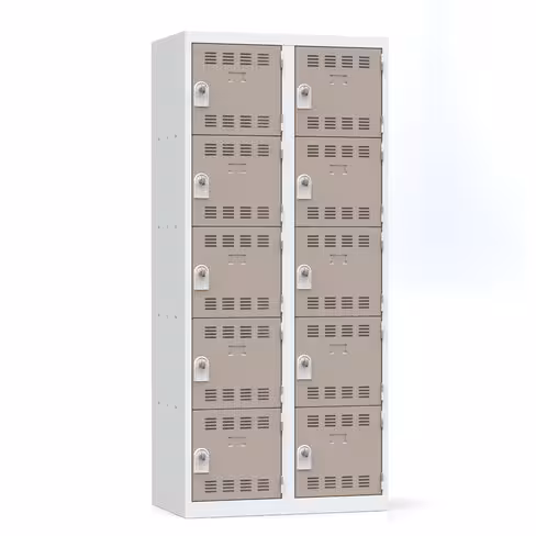 Vestiaire non visitable 2 colonnes 5 casiers galvanisé - l. 40 cm - impératif : serrure en option 