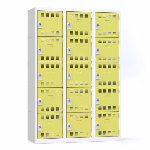 Vestiaire non visitable 3 colonnes 5 casiers galvanisé - l. 40 cm - impératif : serrure en option