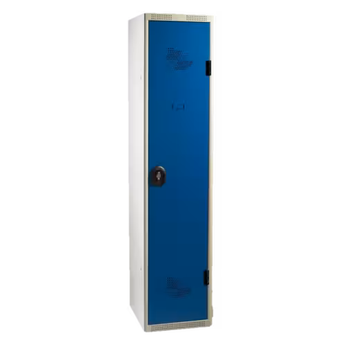 Vestiaire industrie salissante 1 colonne délai court avec moraillon sans piétement corps gris RAL7035 portes bleu