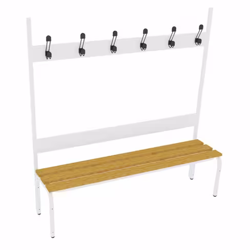 Banc avec patères simple face l. 150 cm - bois