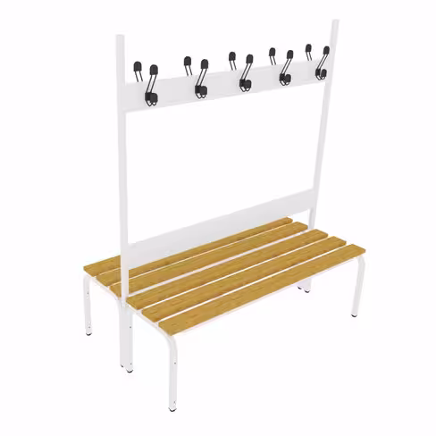 Banc avec patères double face l. 150 cm - bois