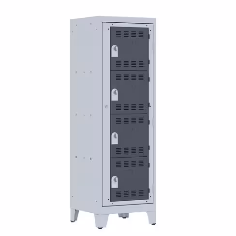 Vestiaire visitable 1 colonne 4 casiers sur pieds h. 35 cm - serrure ou moraillon