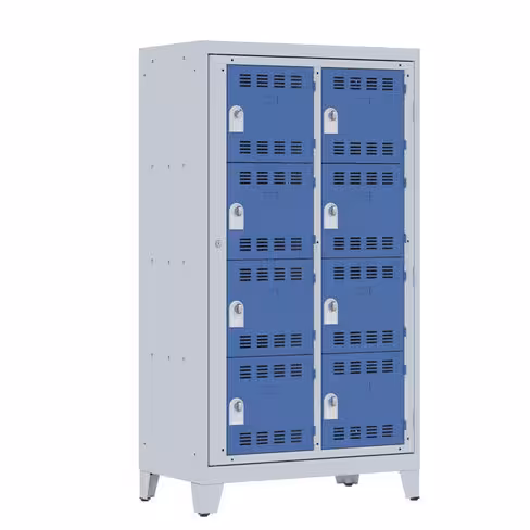 Vestiaire visitable 2 colonnes 4 casiers sur pieds h. 35 cm serrure ou moraillon
