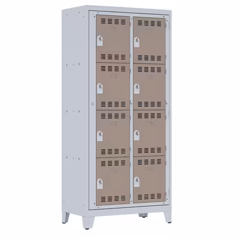 Vestiaire visitable sur pieds 2 colonnes 4 casiers h. 45 cm serrure ou moraillon