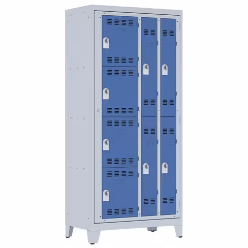 Vestiaire visitable 4 casiers 4 penderies sur pieds - serrure ou moraillon